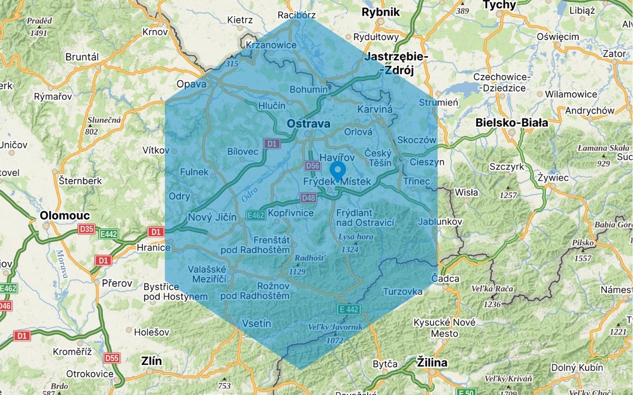 Mapa působnosti - Moravskoslezský kraj